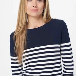 J by Jason Wu Women's Engineered Striped Sweater Navy & White Size M
